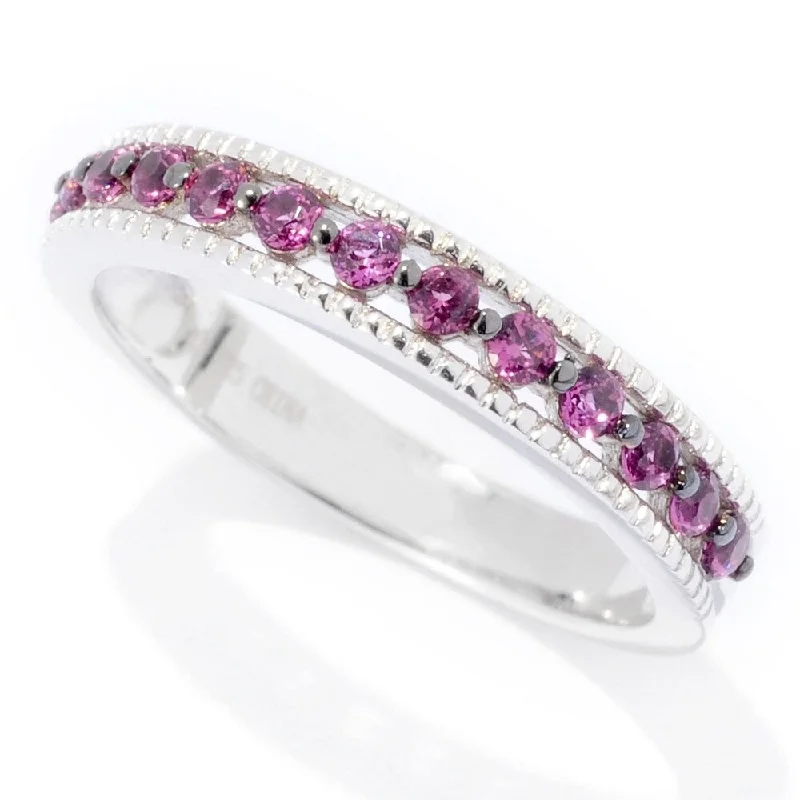 Women’s cocktail ring-Rhodium Over Sterling Silver 0.4ctw Rhodolite Band Ring