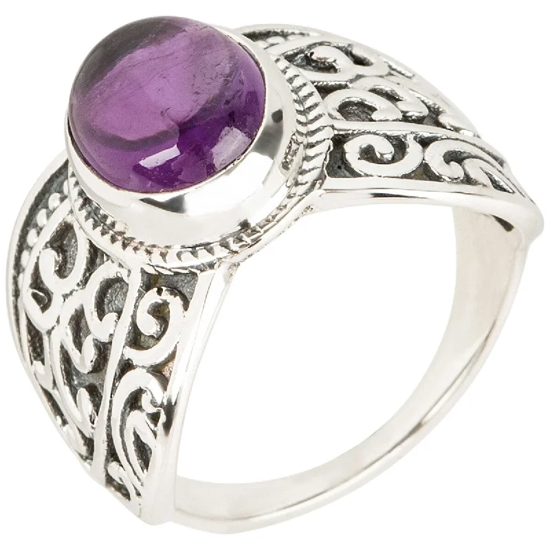 Women’s ruby ring-925 Sterling Silver African Amethyst Solitaire Ring