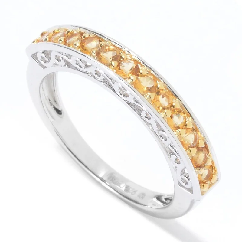 Women’s unique ring-Rhodium Over Sterling Silver 0.45ctw Citrine Ring