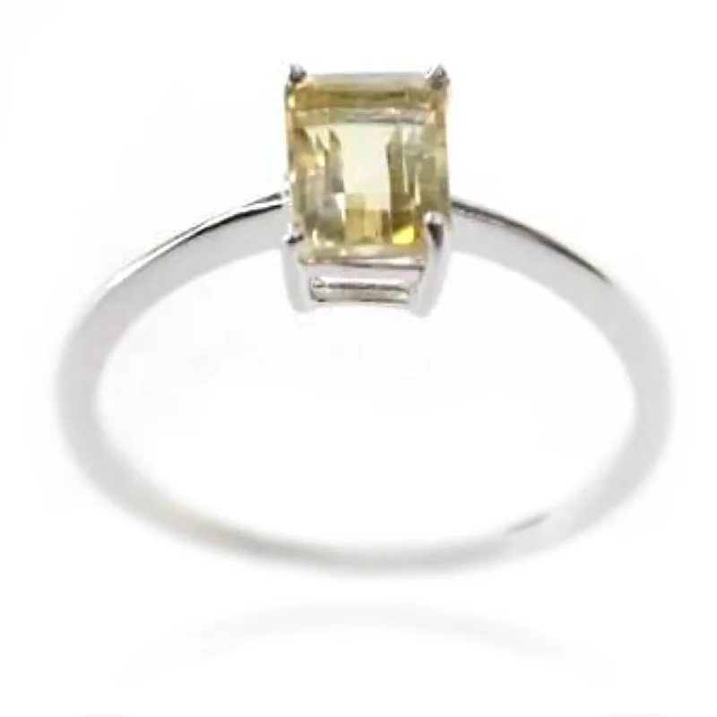 Women’s wedding ring-925 Sterling Silver Citrine Gemstone Solitaire Ring