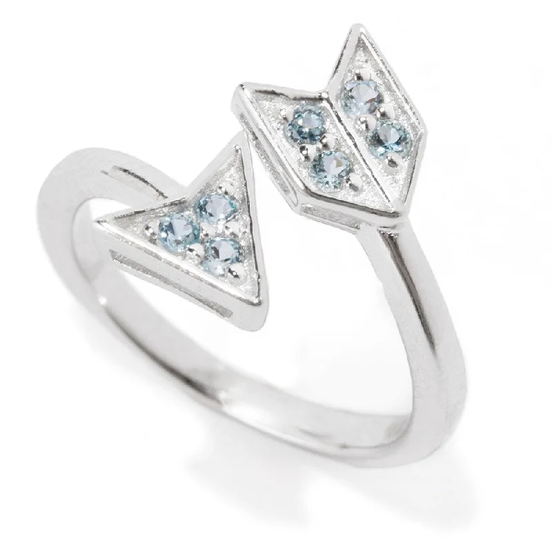 Women’s platinum diamond ring-Sterling Silver Sky Blue Topaz Arrow Toe Ring