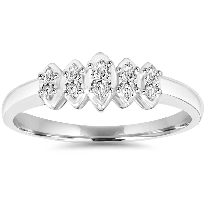 Women’s gold ring-1/4CT Marquise Diamond Ring White Gold