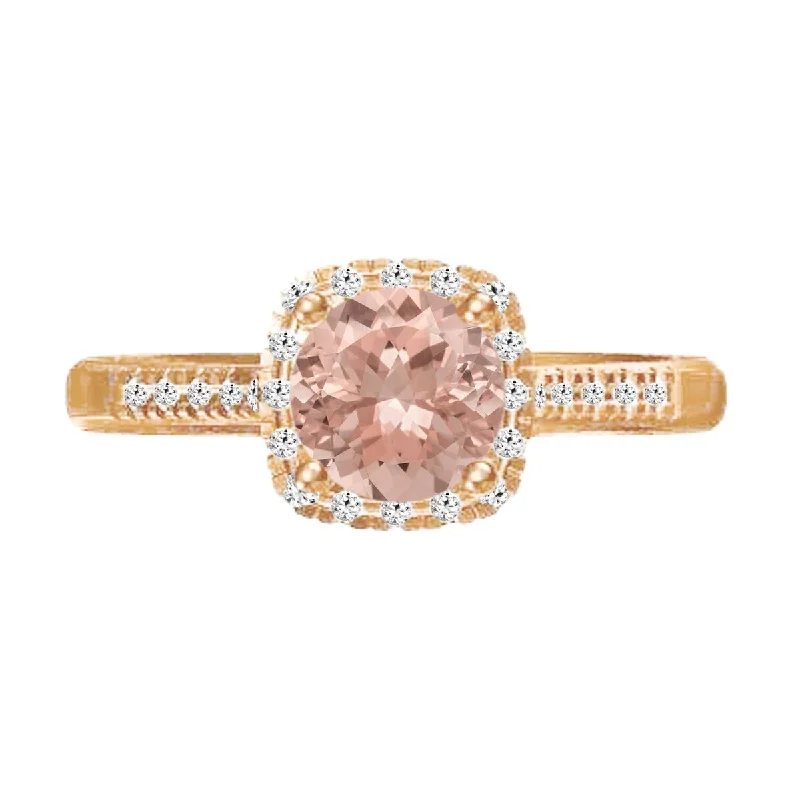 Women’s floral ring-10K Gold Morganite and Diamond Ring