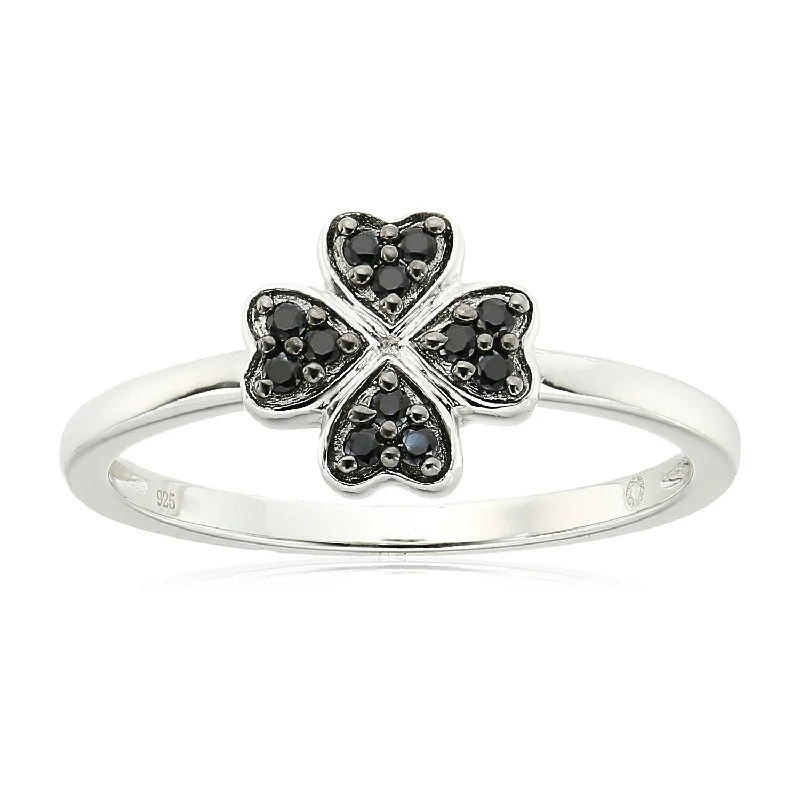 Women’s halo diamond ring-925 Sterling Silver Black Spinel Flower Ring