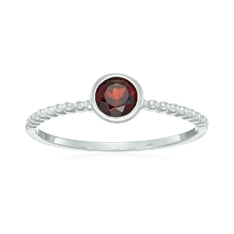 Women’s rose gold ring-10k White Gold Red Garnet Solitaire Ring