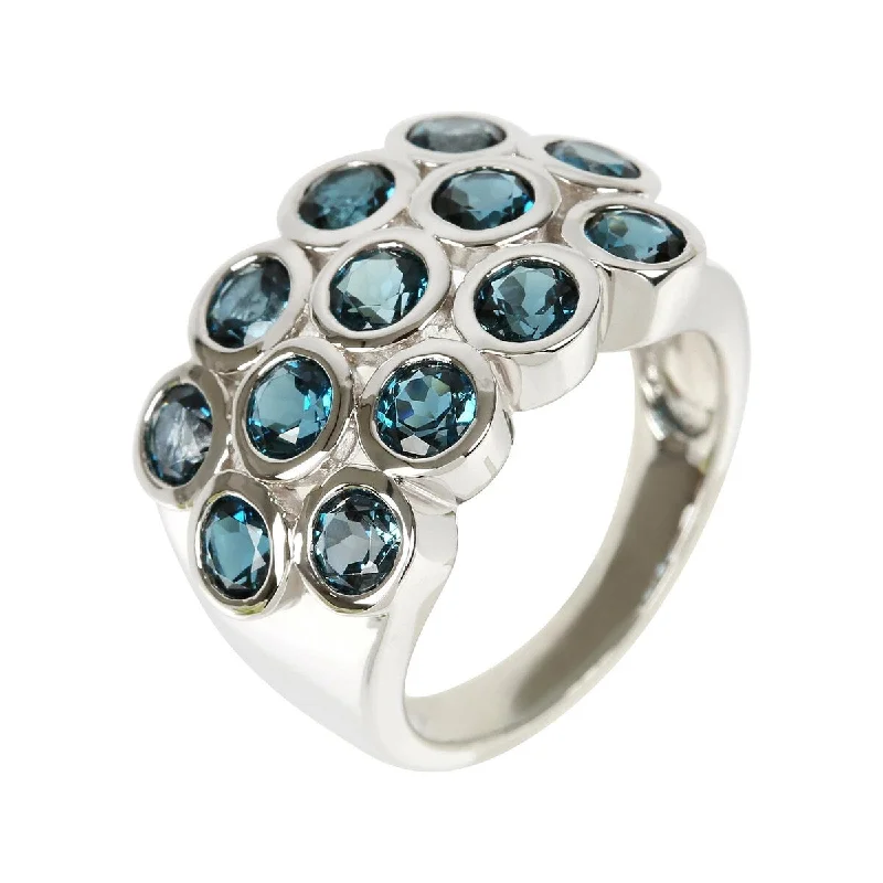 Women’s statement ring-925 Sterling Silver London Blue Topaz Ring