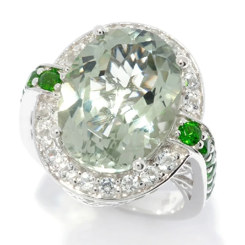 Women’s cubic zirconia ring-Sterling Silver Multi Prasiolite & White Topaz Ring