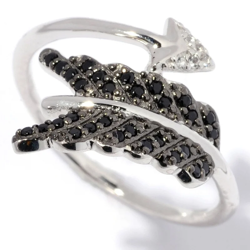 Women’s stackable ring-925 Sterling Silver Black Spinel and White Natural Zircon Ring