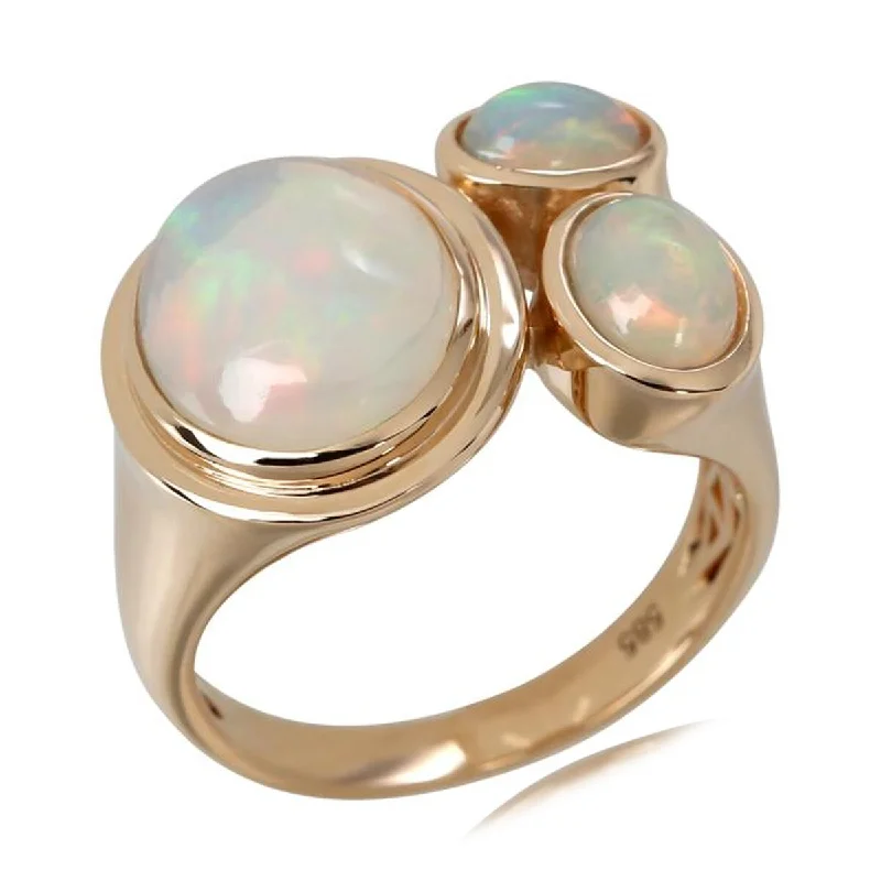 Women’s moonstone engagement ring-14Kt Yellow Gold Ethiopian Opal Ring