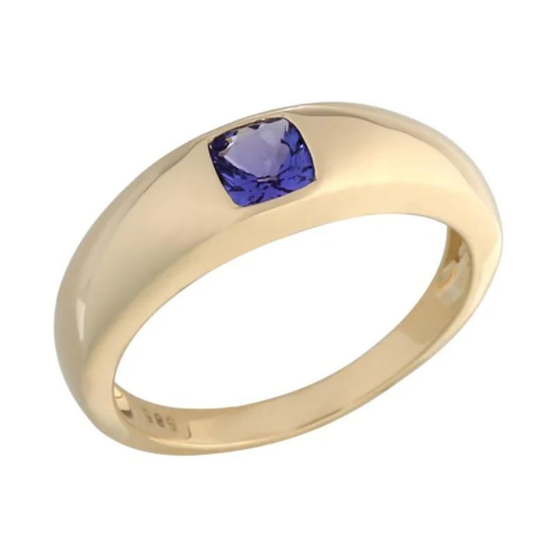 Women’s rose gold ring-14K Gold Tanzanite Bezel Set Ring