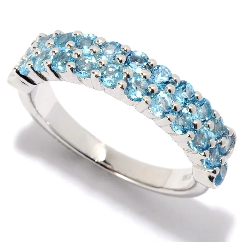 Women’s sapphire engagement ring-Rhodium Over Sterling Silver 1.26Ctw Swiss Blue Topaz Ring