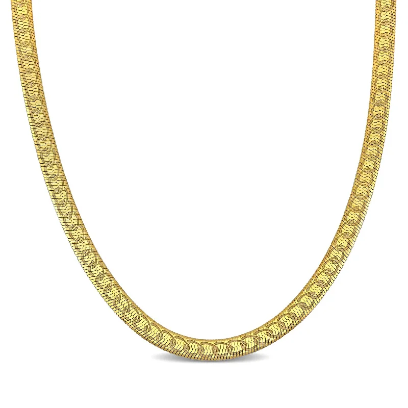 Women’s vintage ring-Miadora 4.5mm Fancy Herringbone Necklace in Yellow Plated Sterling Silver