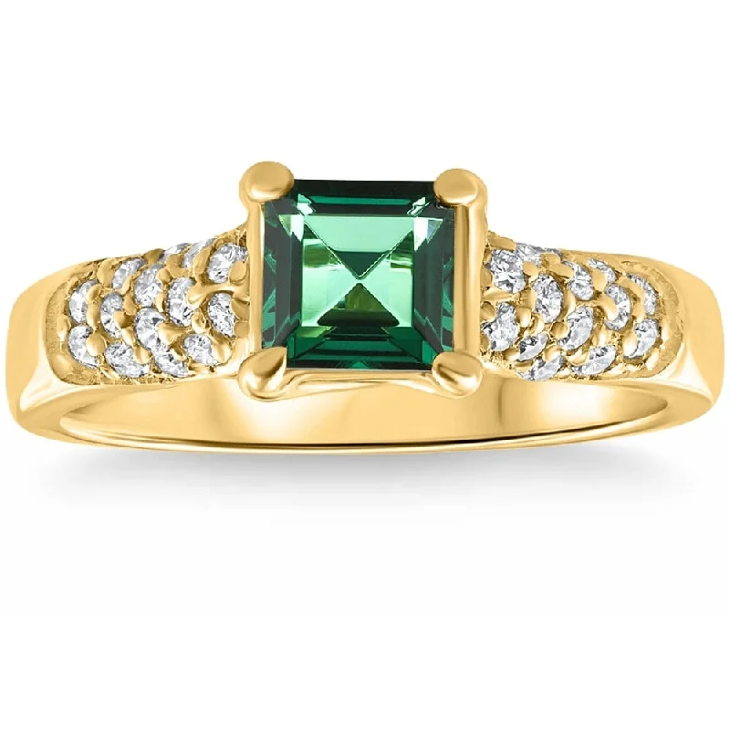 Women’s carved ring-3/4Ct Peart Shape Emerald Diamond Ring Gold Lab Grown