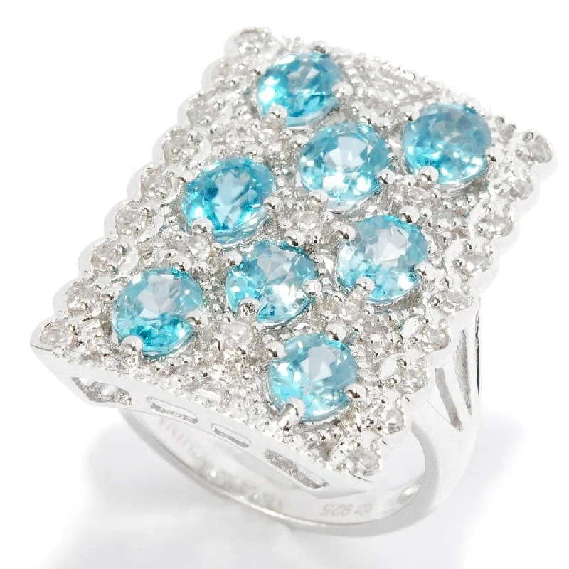 Women’s luxurious ring-925 Sterling Silver Blue Zircon and White Natural Zircon Ring