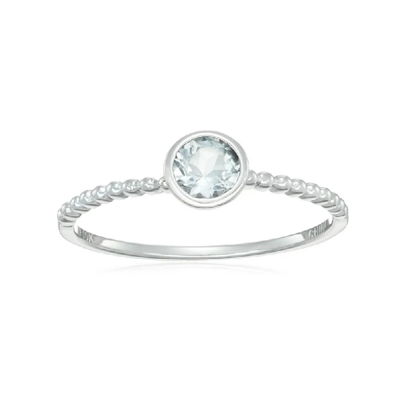 Women’s vintage engagement ring-10k White Gold White Topaz Solitaire Ring