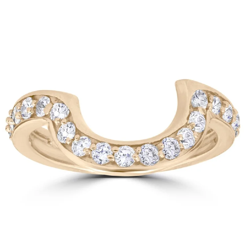 Women’s chunky ring-1/2 cttw Yellow Gold Diamond Curved Contour Band For Forever Us 2 Stone Ring