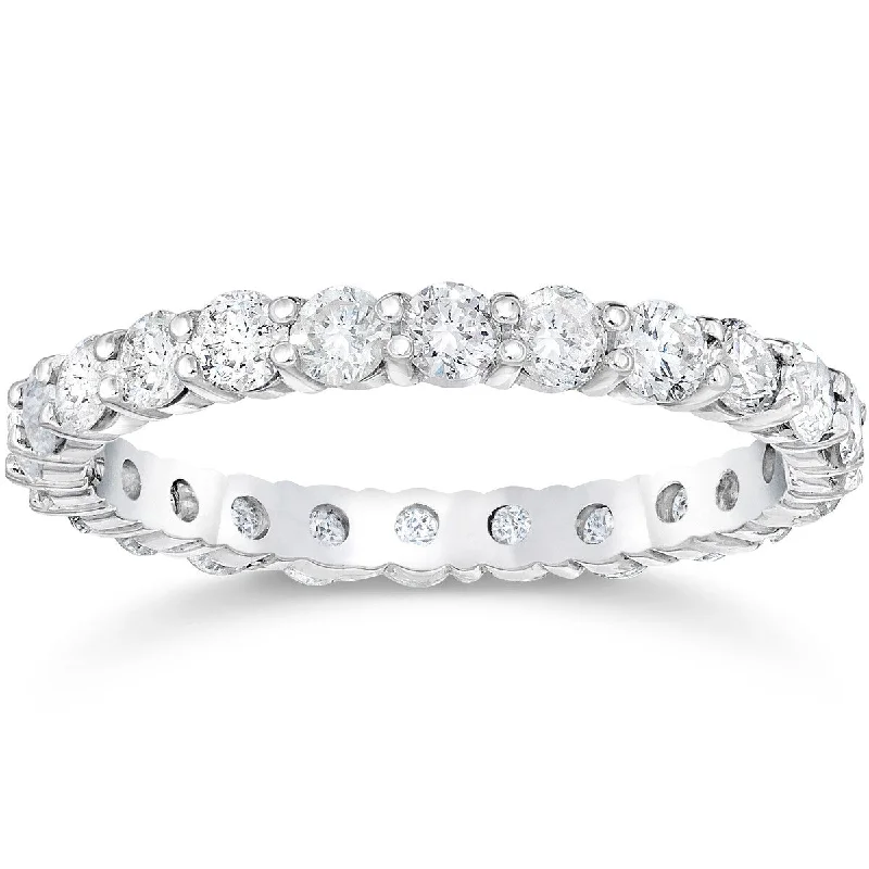 Women’s double band ring-1 1/2 Ct Diamond Eternity Ring Womens Stackable White Gold Band Lab Created