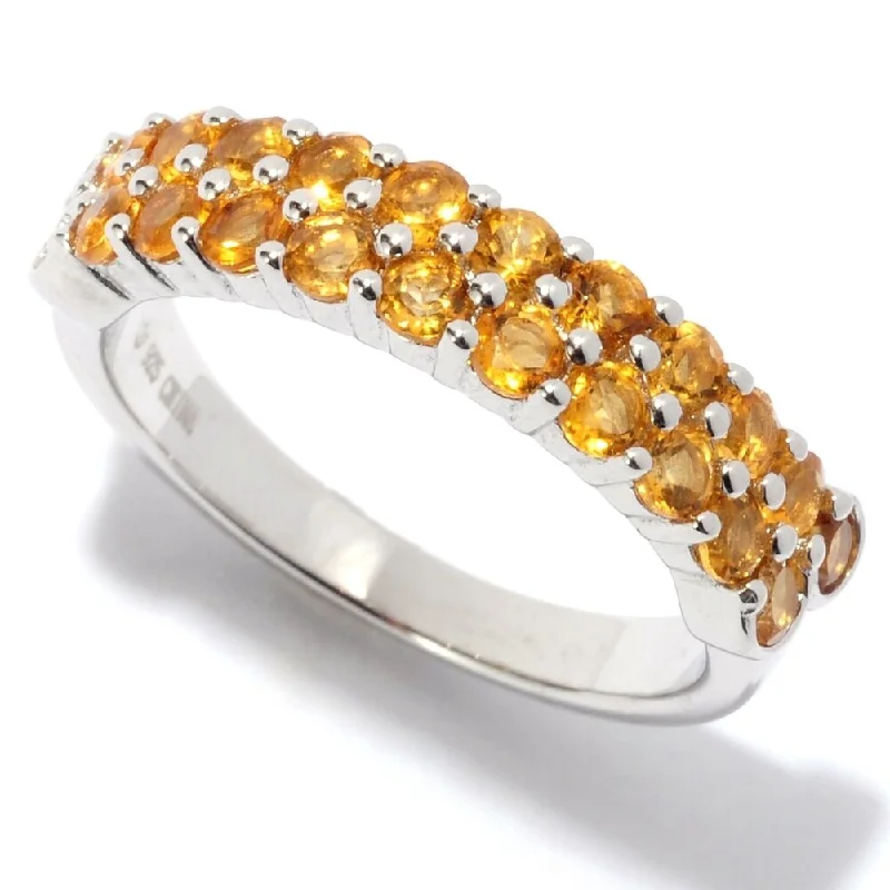 Women’s opal ring-Rhodium Over Sterling Silver 0.98ctw Citrine Band Ring