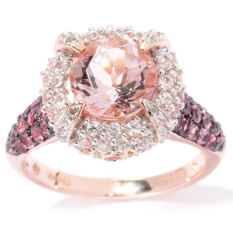 Women’s wedding set-14k Rose Gold 3 1/2ct Morganite Pink Tourmaline and White Zircon Ring