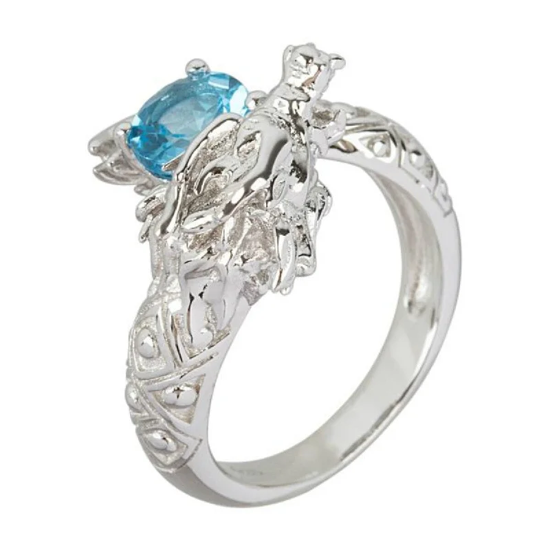 Women’s designer ring-925 Sterling Silver Swiss Blue Topaz Ring