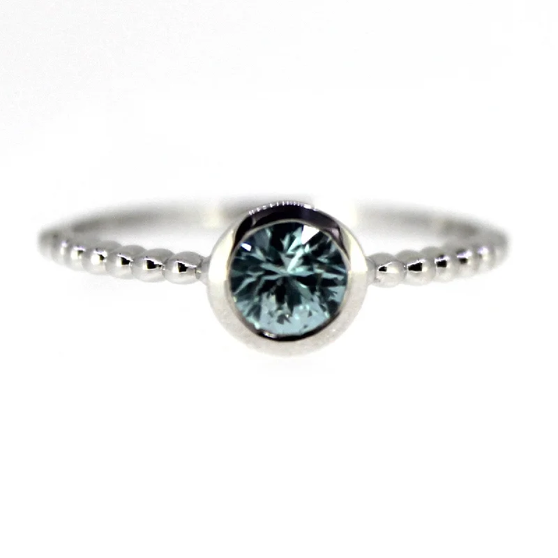 Women’s modern ring-925 Sterling Silver Blue Zircon Solitaire Ring