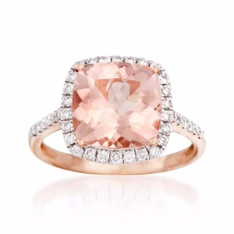 Women’s modern ring-14kt Rose Gold Morganite and Diamond Ring