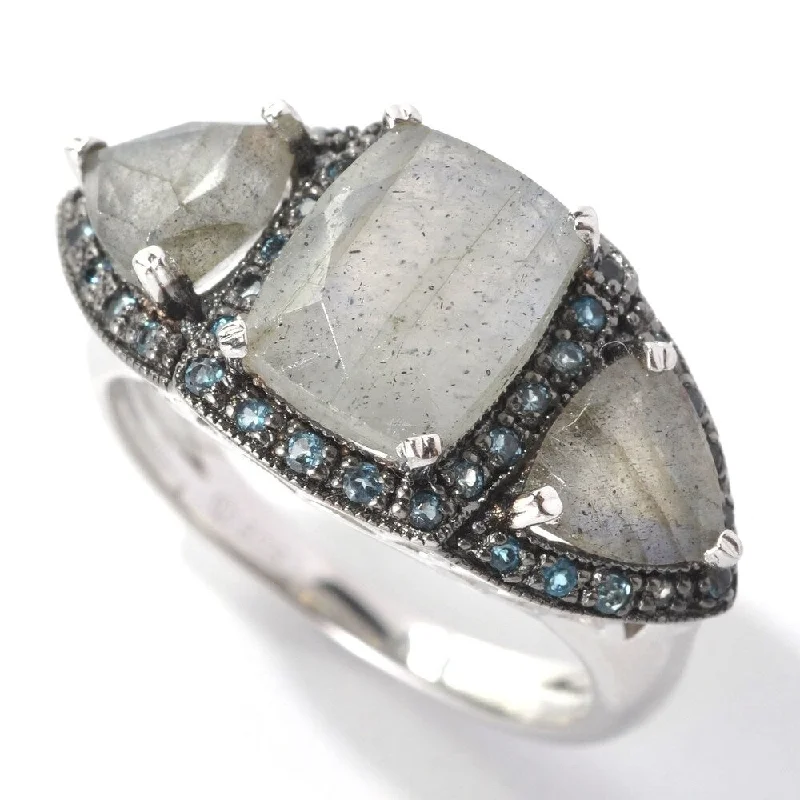 Women’s promise ring-Platinum o/ Silver 4.14ctw Labradorite Cocktail Ring