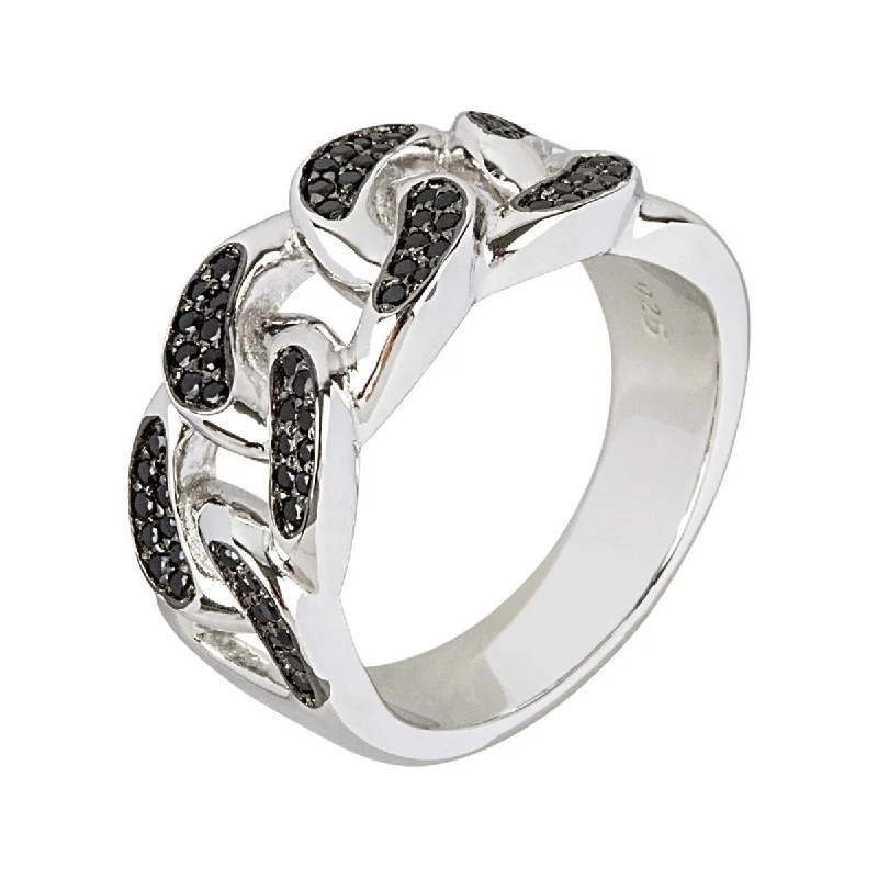 Women’s custom-designed ring-925 Sterling Silver Black Spinel Band Ring