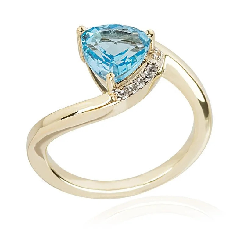 Women’s wedding band-925 Sterling Silver Swiss Blue Topaz And White Natural Zircon Ring