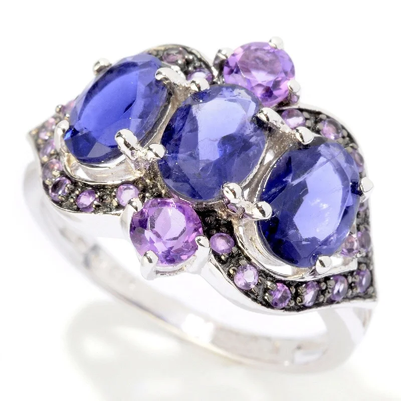 Women’s engagement ring-925 Sterling Silver African Amethyst and Iolite Ring