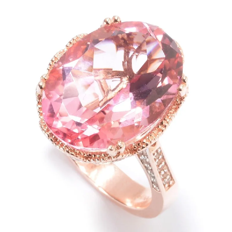 Women’s pinky ring-rose Gold Plated Over Sterling Silver White Topaz and Pink Topaz Ring