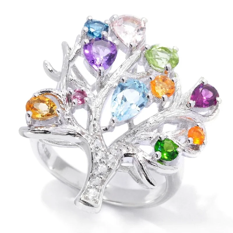 Women’s wedding set-2.21ctw Multi Gemstone Tree of Life Ring