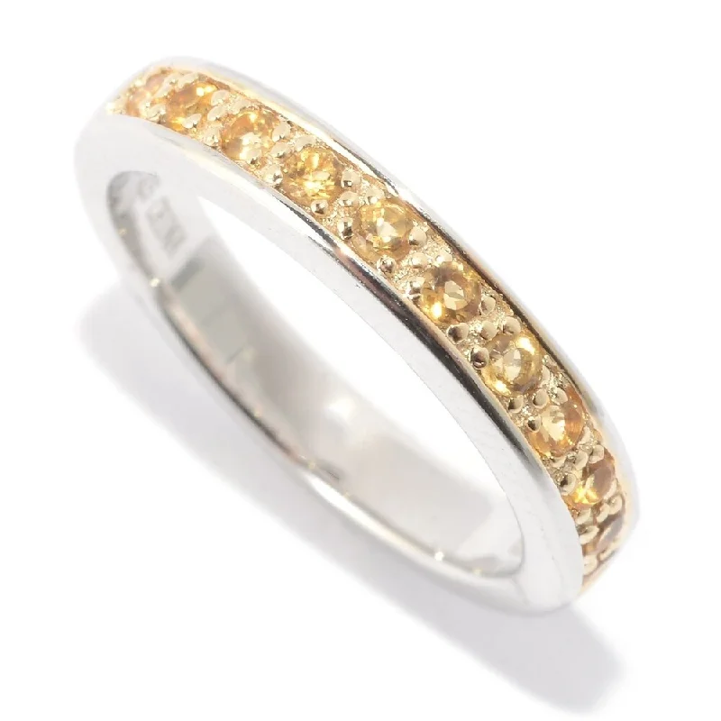 Women’s unique ring-White Platinum over Silver Multicolor Round Citrine Midi Ring