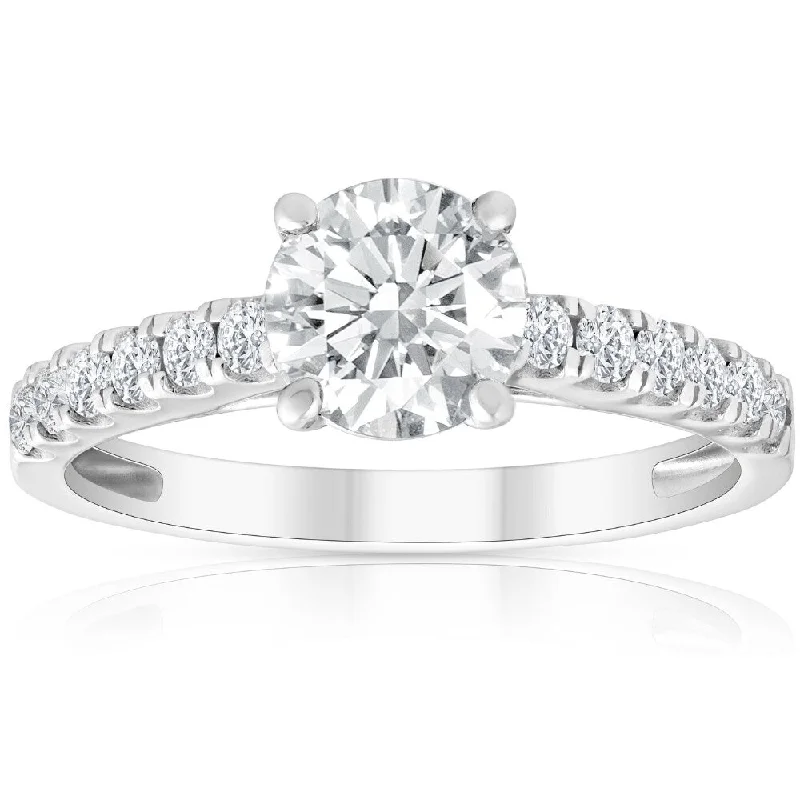 Women’s modern band ring-1 1/2 Ct Lab Grown Diamond Ring With Accents 14k White Gold