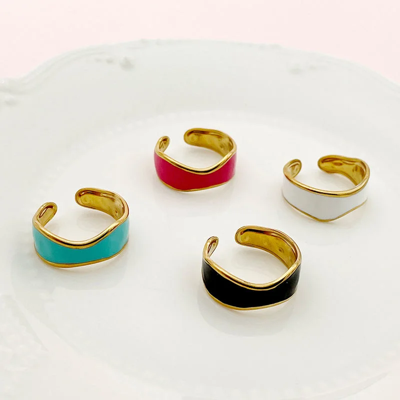 Women’s halo ring-Simple Style Irregular Stainless Steel Enamel Plating Gold Plated Rings