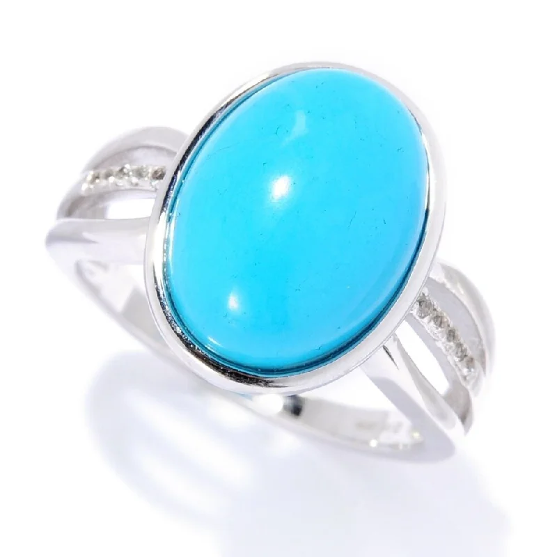 Women’s moonstone ring-Sterling Silver Sonora Beauty Turquoise & White Topaz Ring