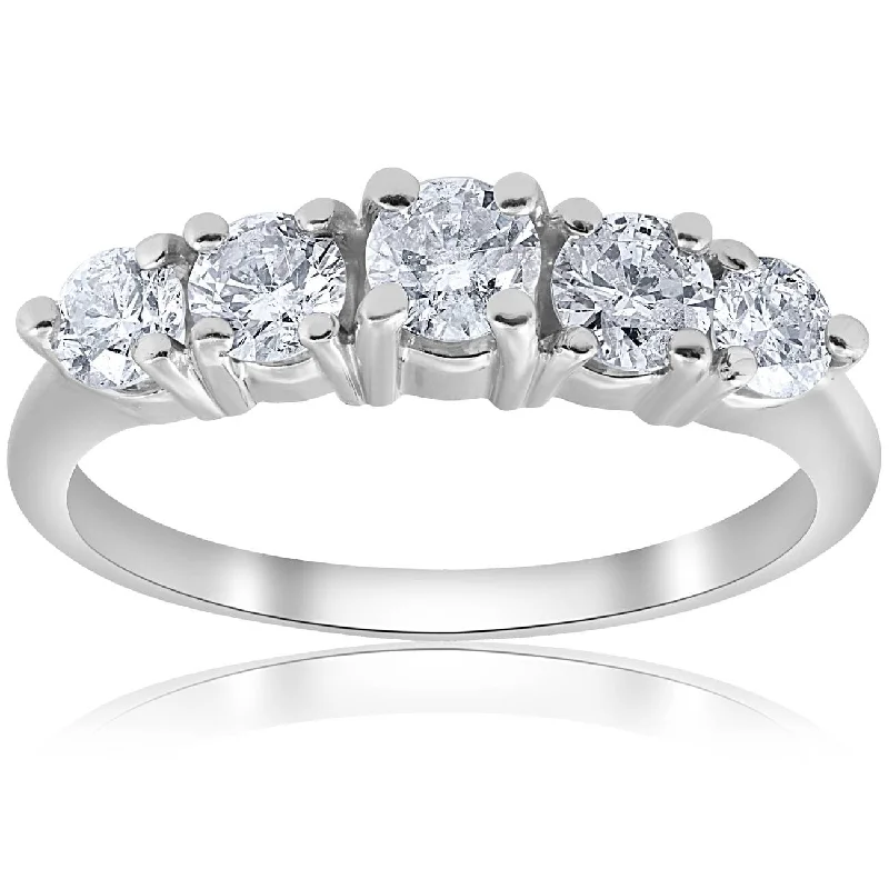 Women’s eternity diamond ring-1 CT 5-Stone Graduated Diamond Ring White Gold