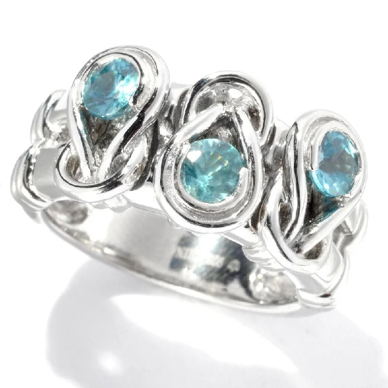 Women’s pearl ring-Sterling Silver 0.93Ctw Blue Zircon Band Ring