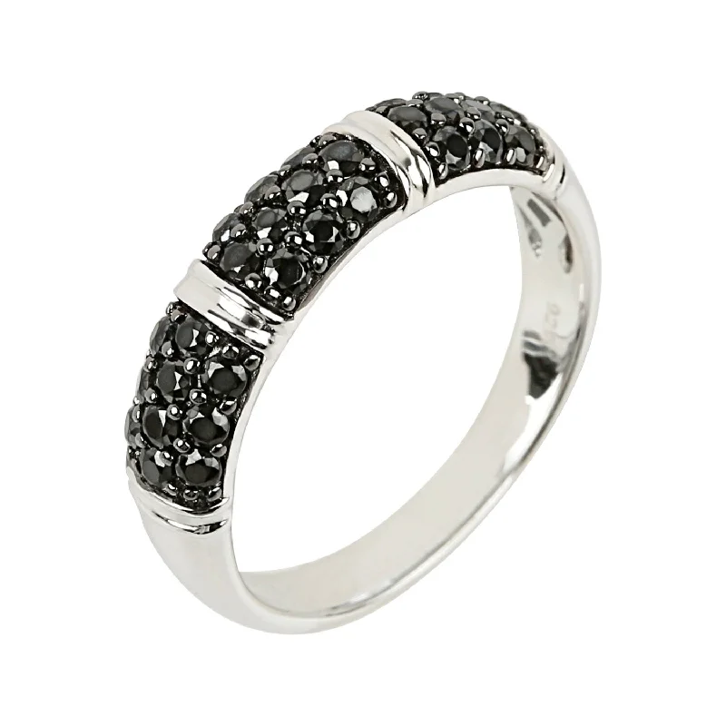 Women’s statement ring-925 Sterling Silver Black Spinel Band Ring