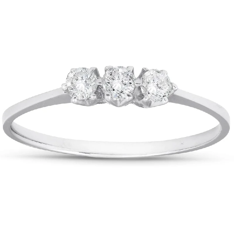 Women’s celestial ring-1/5ct 3-Stone Diamond Promise Ring 14K White Gold