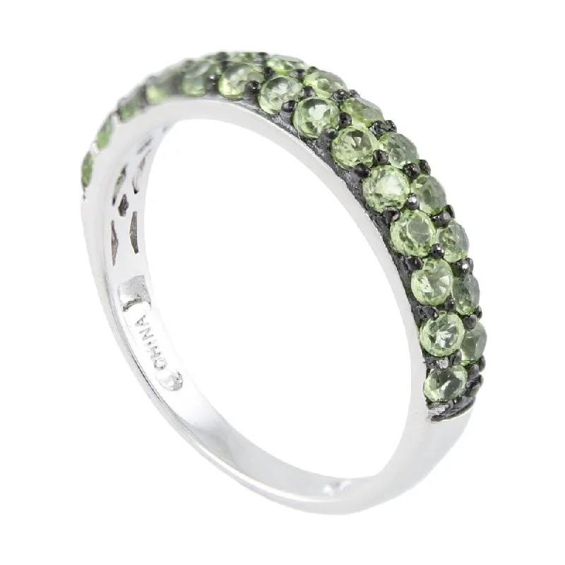 Women’s wedding set ring-Sterling Silver Peridot Stack Band Ring