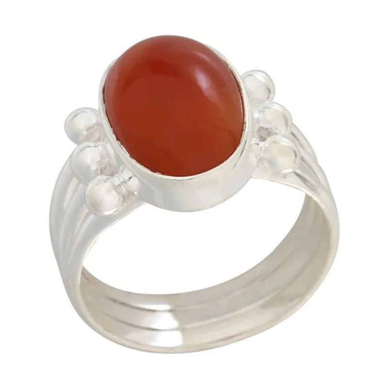 Women’s eternity ring-925 Sterling Silver Carnelian Solitaire Ring