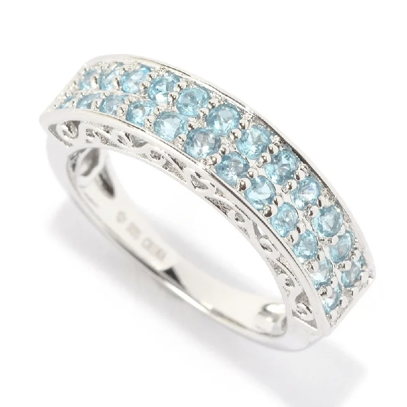 Women’s wedding band-Platinum Over Sterling Silver 0.8ctw Swiss Blue Topaz Band Ring