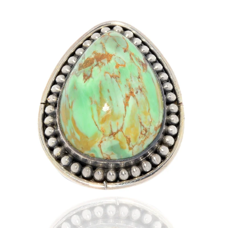 Women’s double band ring-925 Sterling Silver Variscite Gemstone Solitaire Ring