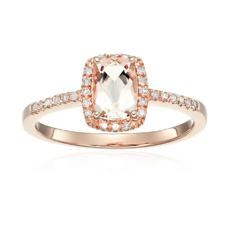 Women’s diamond engagement band-14K Gold Morganite and Diamond Ring