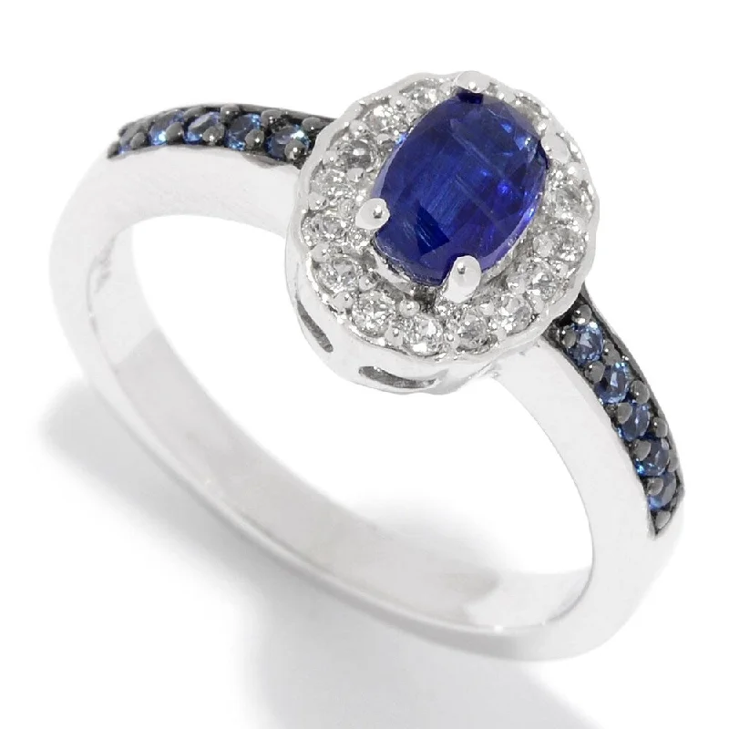 Women’s dainty ring-Sterling Silver 1.01ctw Kyanite, White Topaz & Sapphire Ring