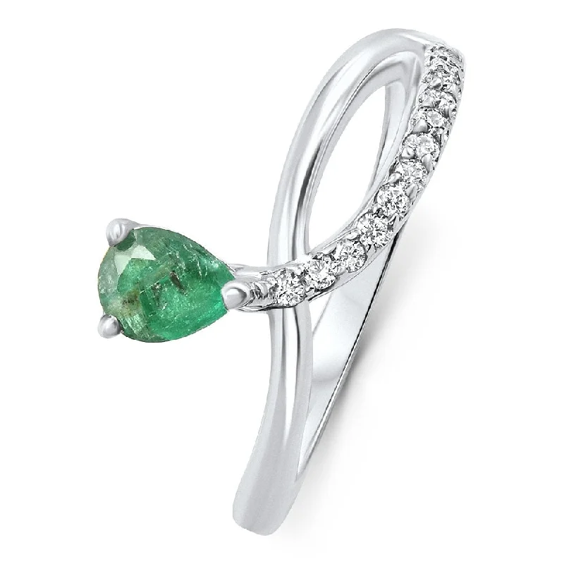 Women’s men’s ring-1/2Ct Pear Shape Emerald Diamond Fashion Right Hand Ring Gold Lab Grown