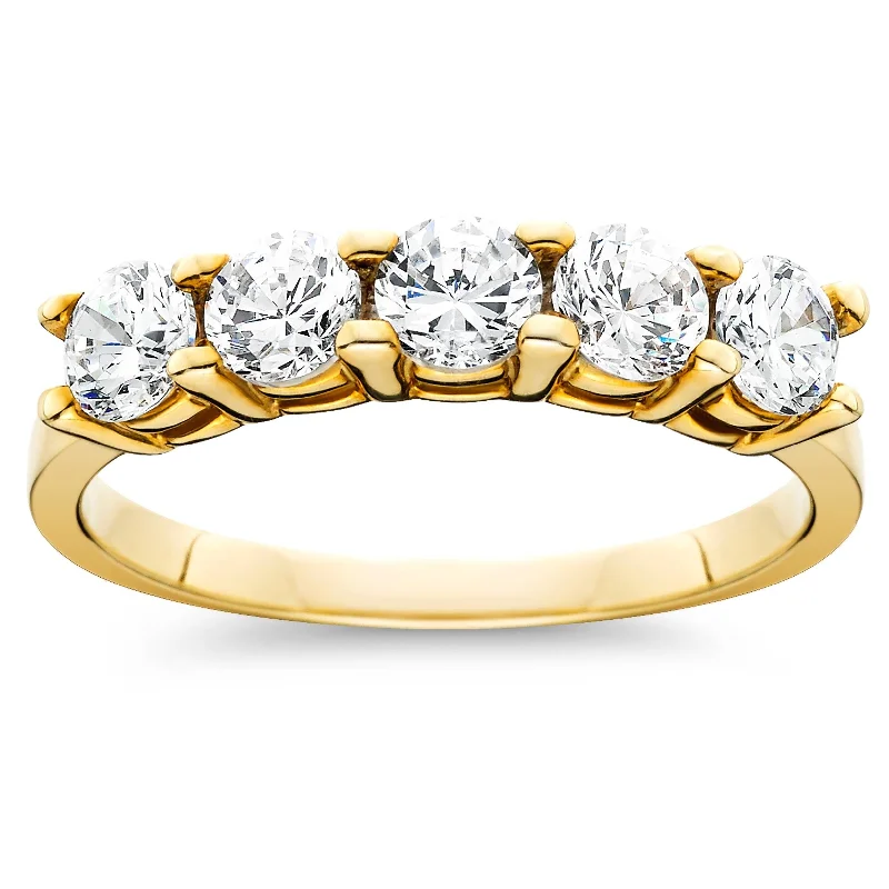 Women’s wedding band with diamonds-1ct Five Stone Diamond Ring Yellow Gold