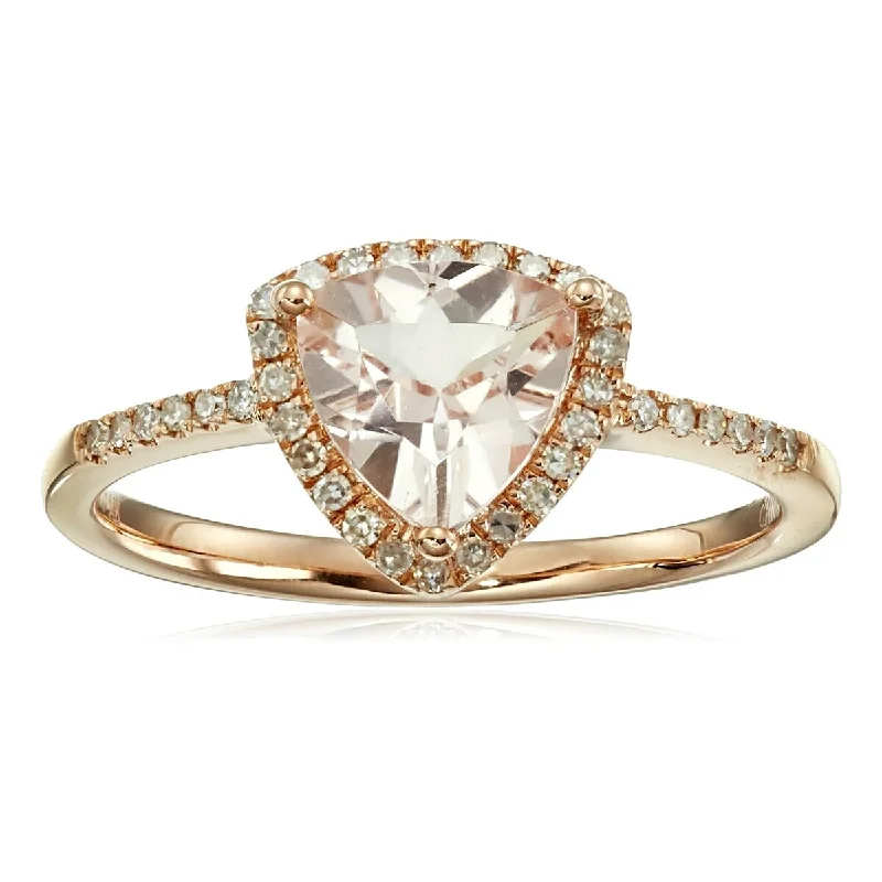 Women’s diamond ring-925 Sterling Silver Morganite and Diamond Solitaire Ring