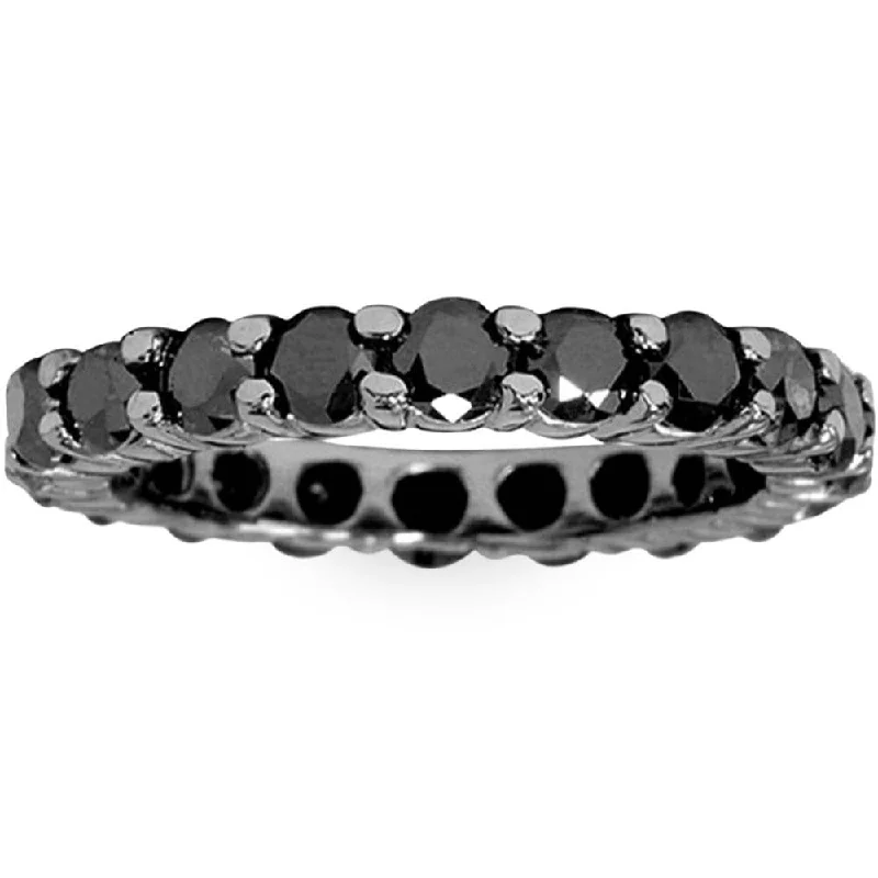 Women’s round diamond ring-2 CT Black Diamond Eternity Ring Black Gold